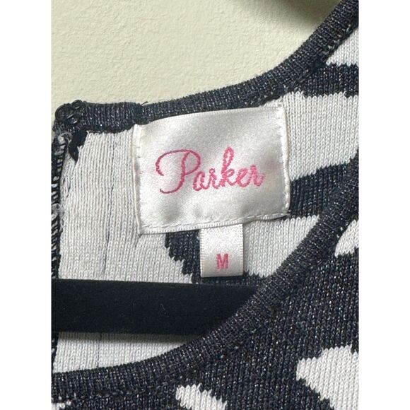 PARKER Aztec Bodycon Sweater Dress Shimmer Black/White, Sz M - Picture 7 of 9